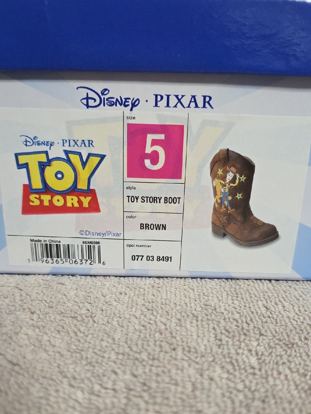 Disney Brown Kids Cowboy Boots with Woody Graphic - Picture 4 of 8
